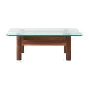 Glass and walnut coffee table 100x36. 5cm Brasilia - Audo