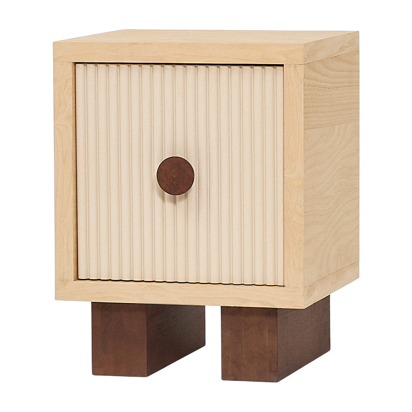 Nachttisch aus massivem Hevea-Holz und natürlicher Esche 40x35x52cm Heju x Nobodinoz - -. Nobodinoz
