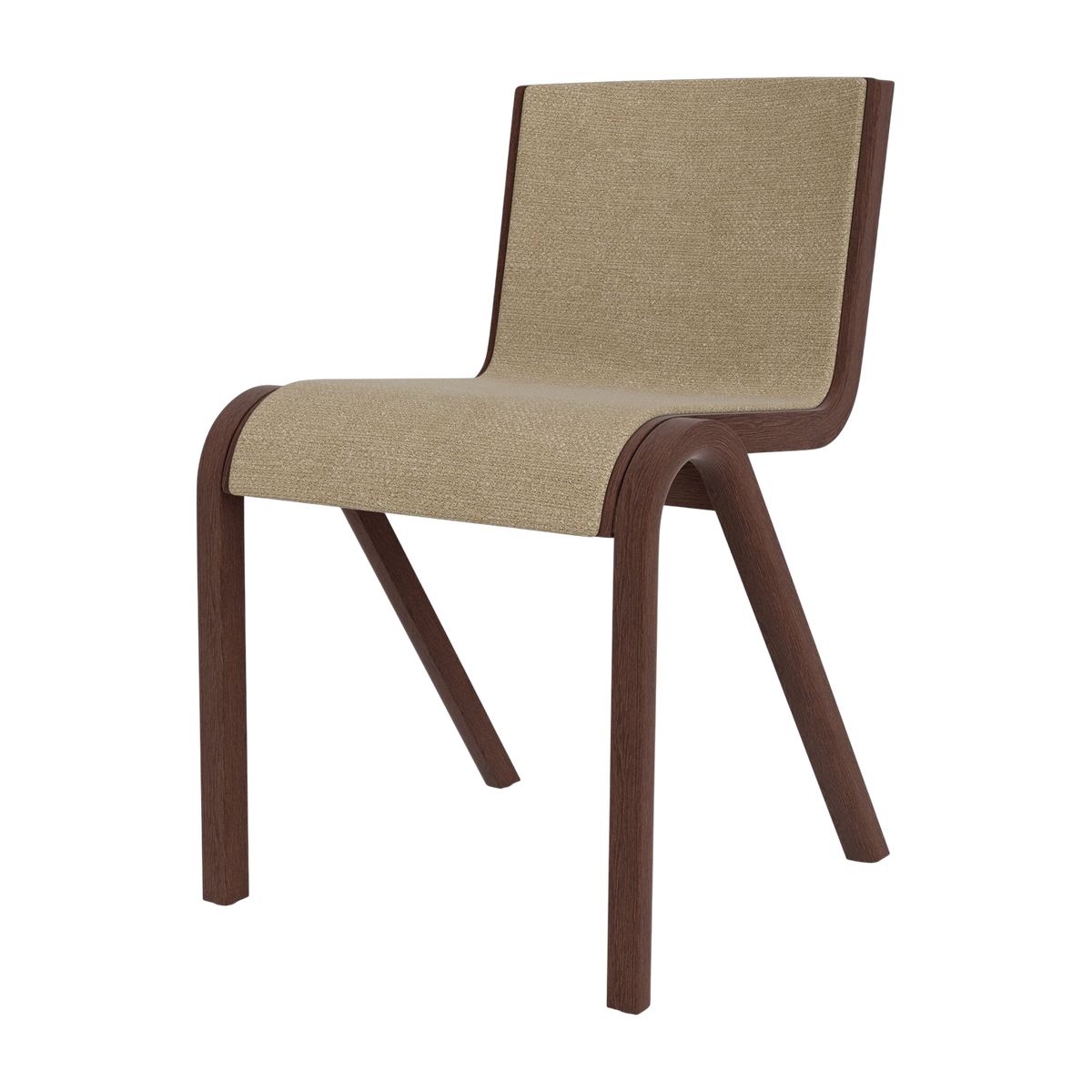 audo Silla de comedor en roble teñido de rojo y tela bouclé 02 78cm Listo - Audo