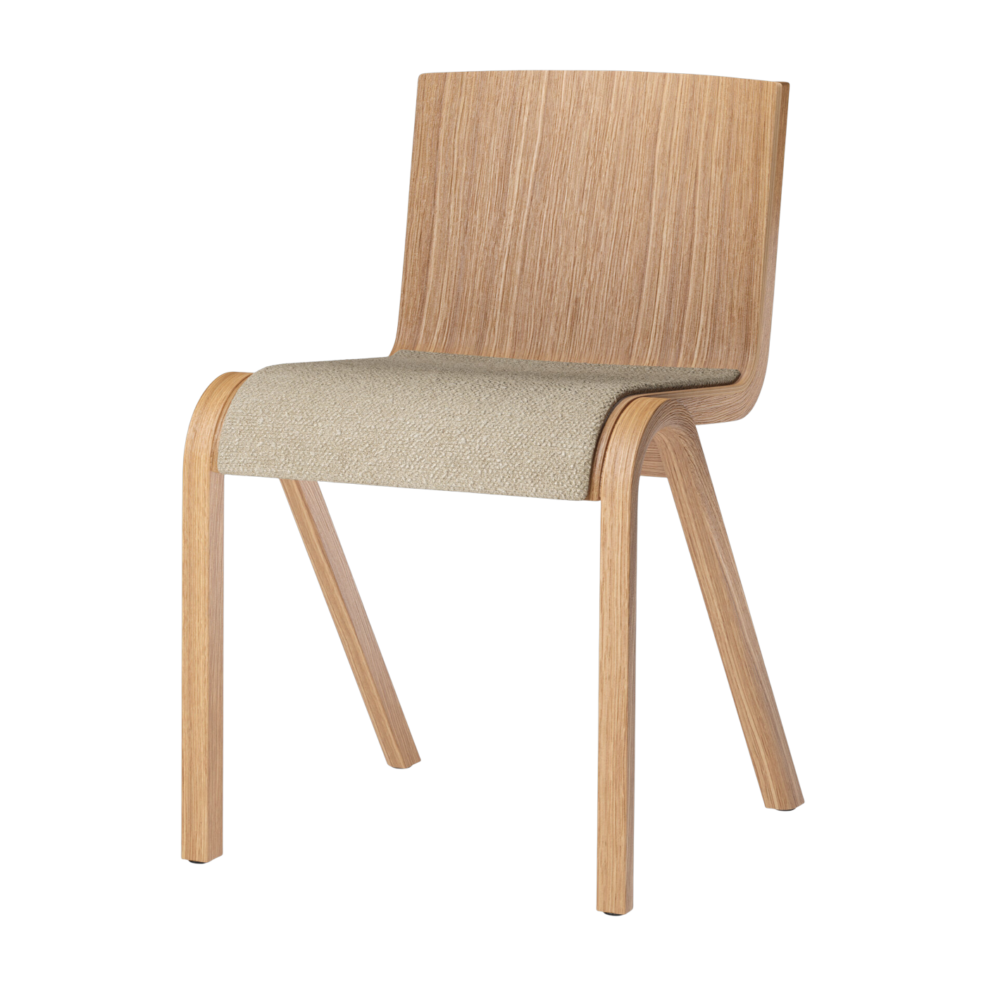 audo Silla con asiento tapizado en roble natural y tela bouclé 02 78cm Ready - Audo