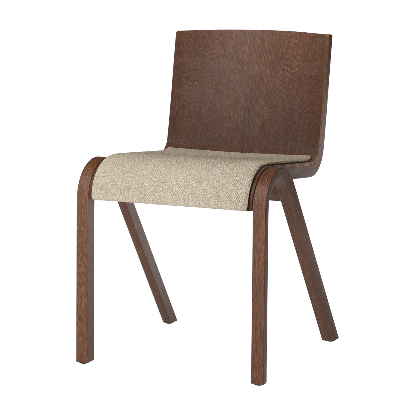 audo Sedia con sedile imbottito in rovere tinto rosso e tessuto bouclé 02 78cm Ready - Audo