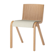 Chair with upholstered seat in natural oak and hallingdal 200 fabric 78cm Ready - Audo