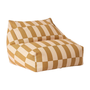 Pouf poltrona per bambini in cotone biologico a quadri senape e beige 74x40x60cm Vibes - Nobodinoz