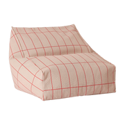 Pouf poltrona per bambini in cotone biologico a quadri rosa e rossi 74x40x60cm Vibes - Nobodinoz
