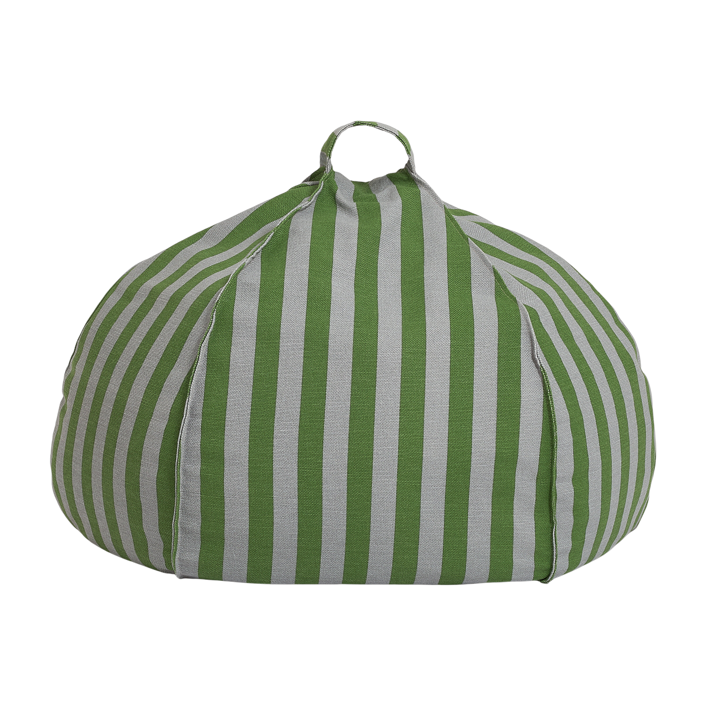 Organic cotton round pouffe with green and blue stripes 70x70x30cm Vibes - Nobodinoz