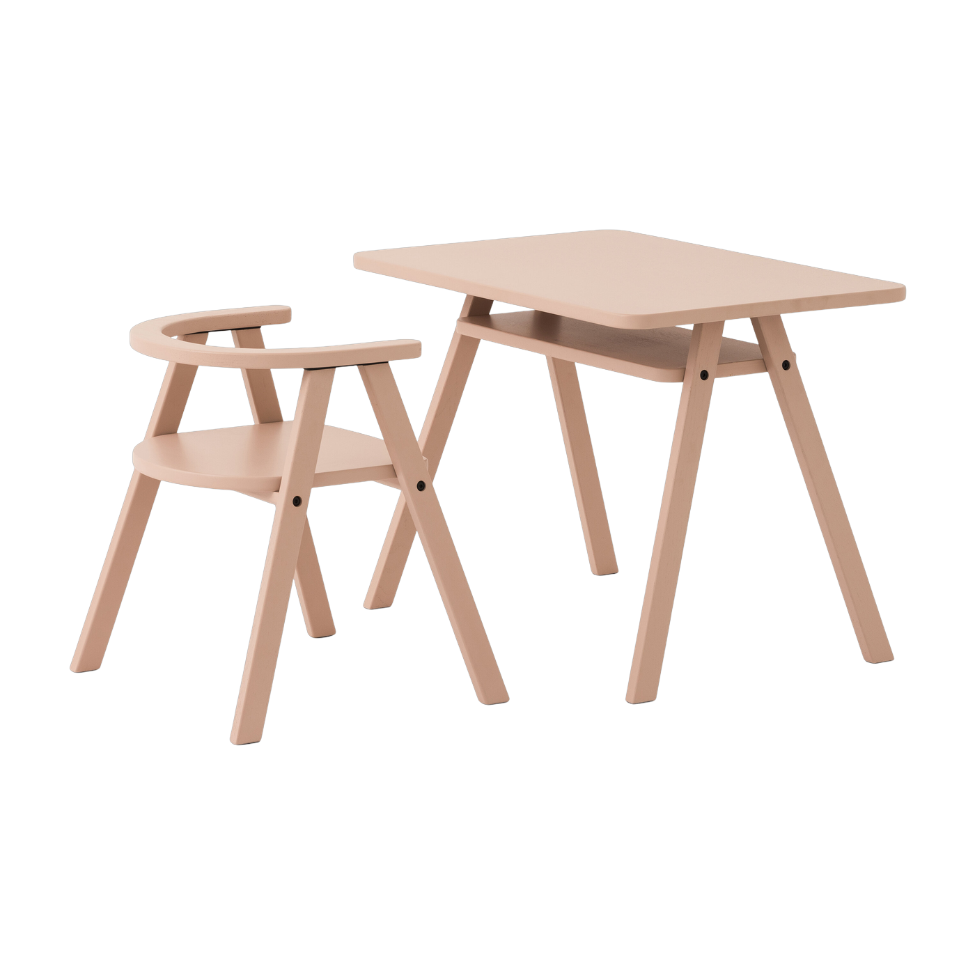 Ensemble bureau Growing Green sedia per bambini con 1 sedia in legno massiccio di faggio rosa blush - Nobodinoz