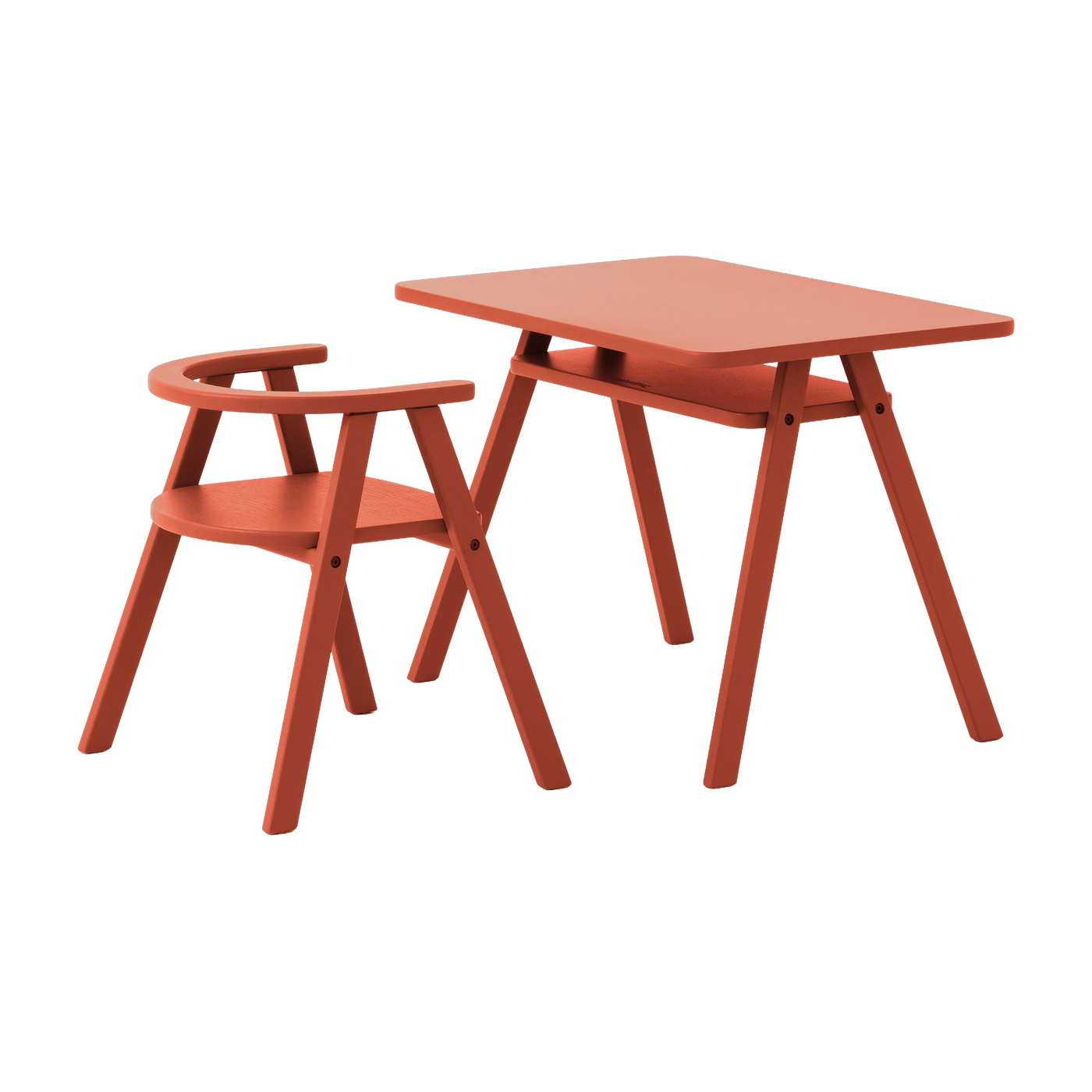 Ensemble bureau Growing Green con 1 sedia in faggio rosso massiccio - Nobodinoz