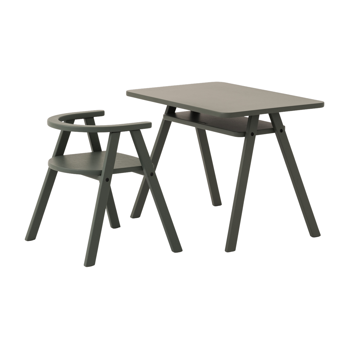 Ensemble bureau bambino con 1 sedia in faggio massiccio Growing Green - verde intenso Nobodinoz
