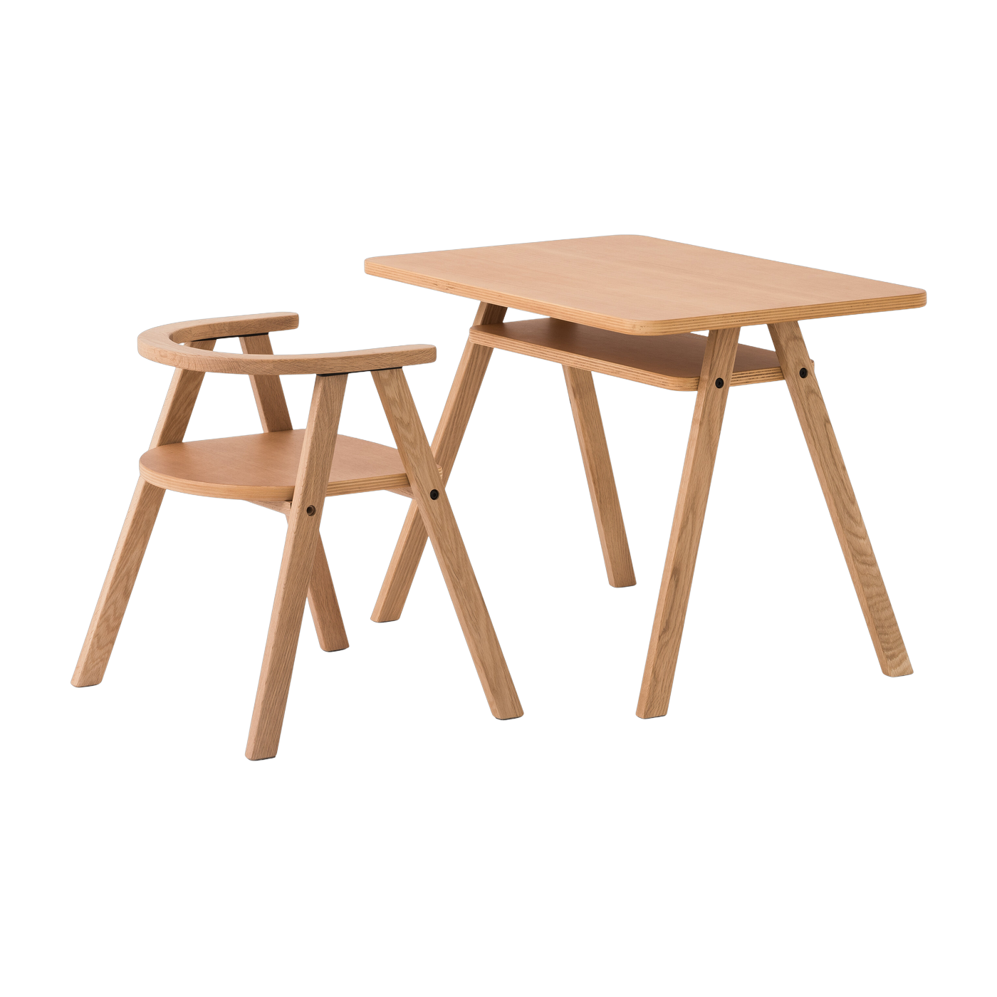 Ensemble bureau Growing Green con 1 sedia in rovere massiccio naturale - Nobodinoz