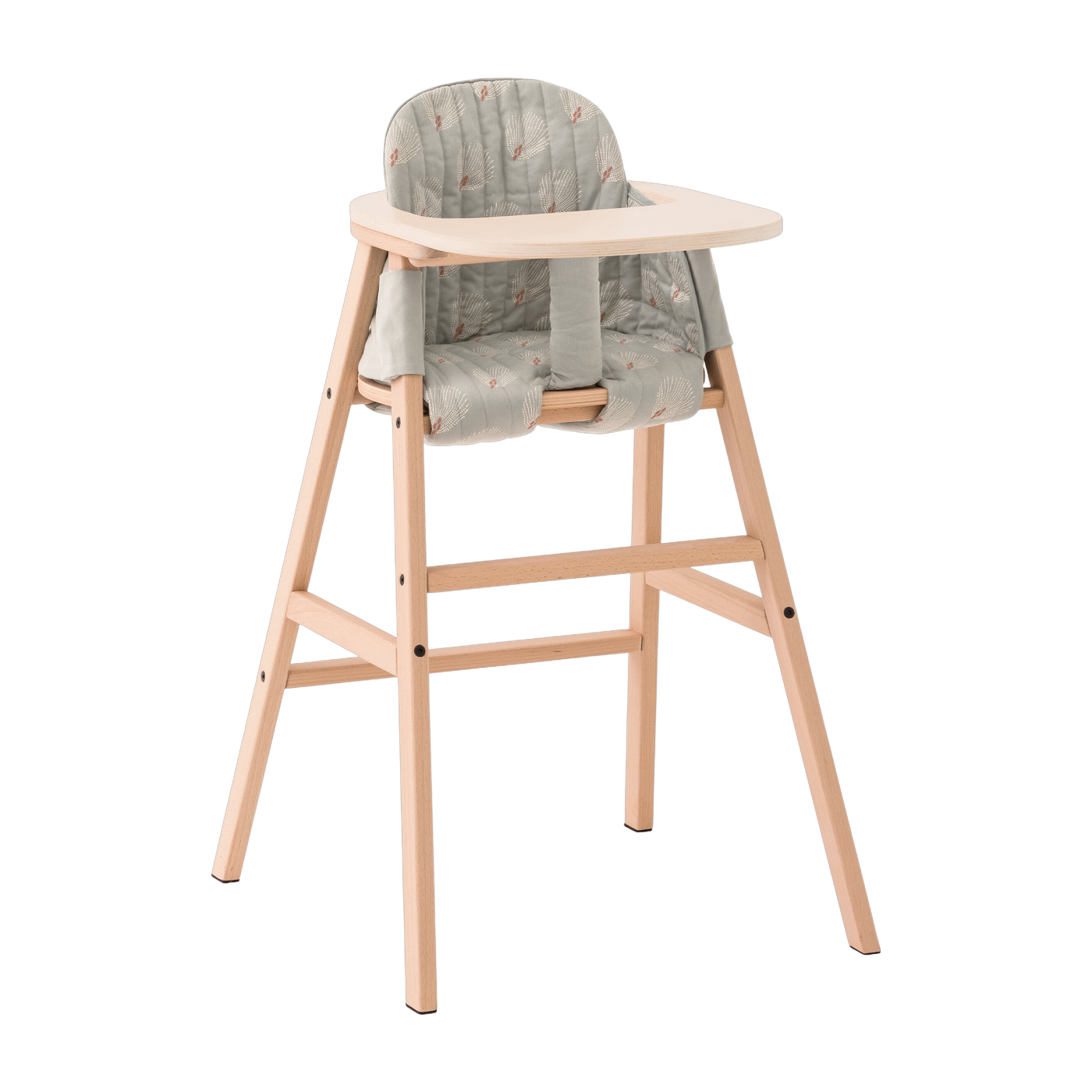 Chaise évolutive avec plateau en hêtre et coussin en coton bio blanc vert Growing Green - Nobodinoz