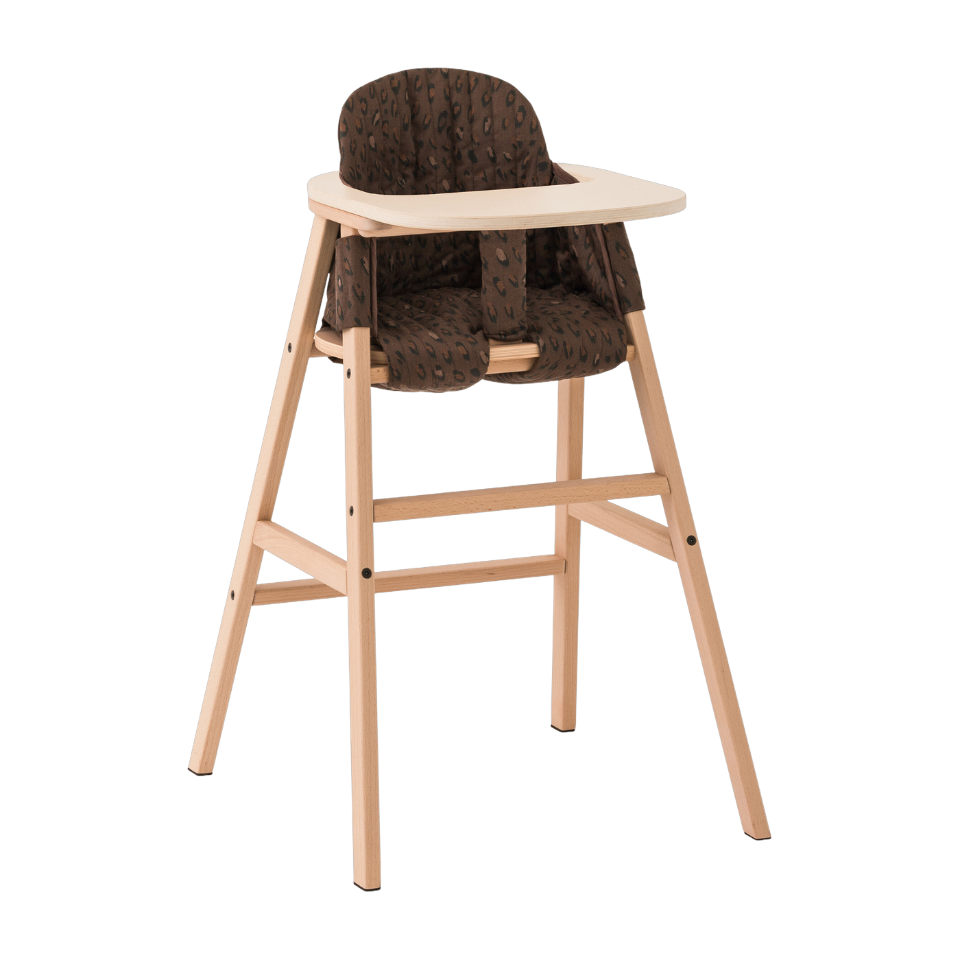 Chaise évolutive avec plateau en hêtre et coussin en coton bio marron Growing Green - Nobodinoz