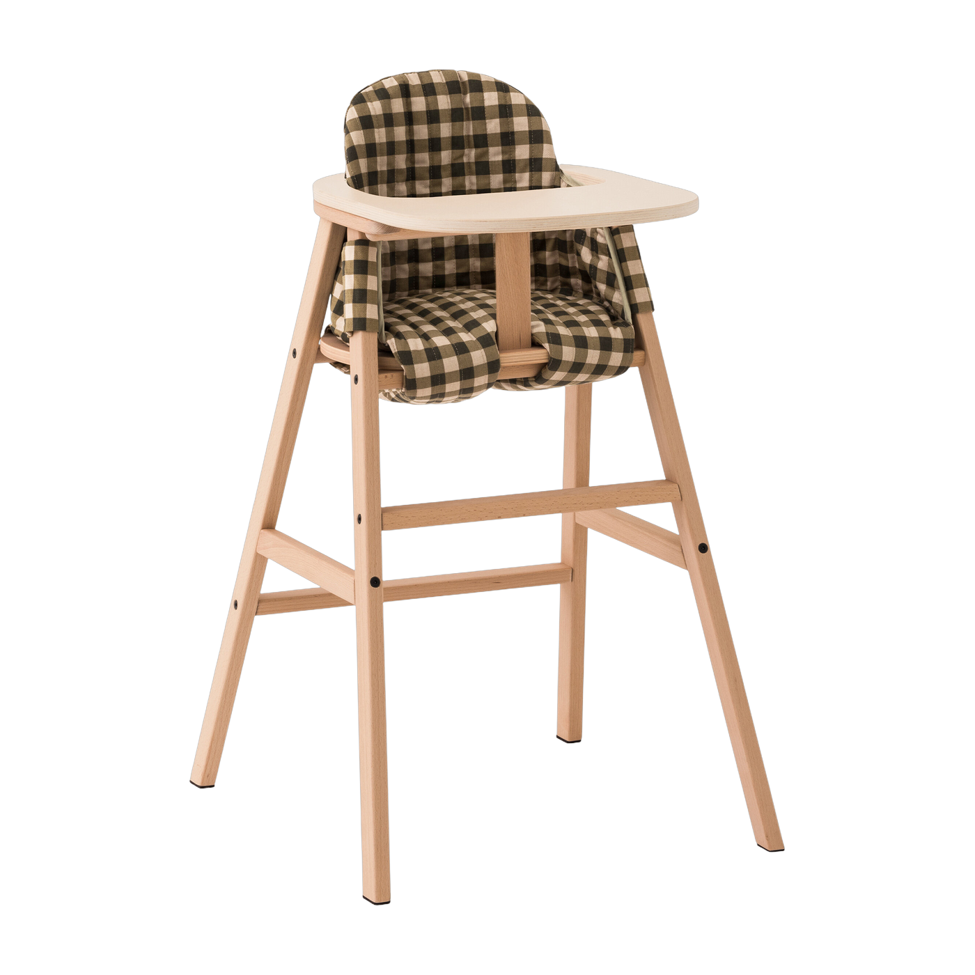 Chaise évolutive avec plateau en hêtre et coussin en coton bio vert Growing Green - Nobodinoz
