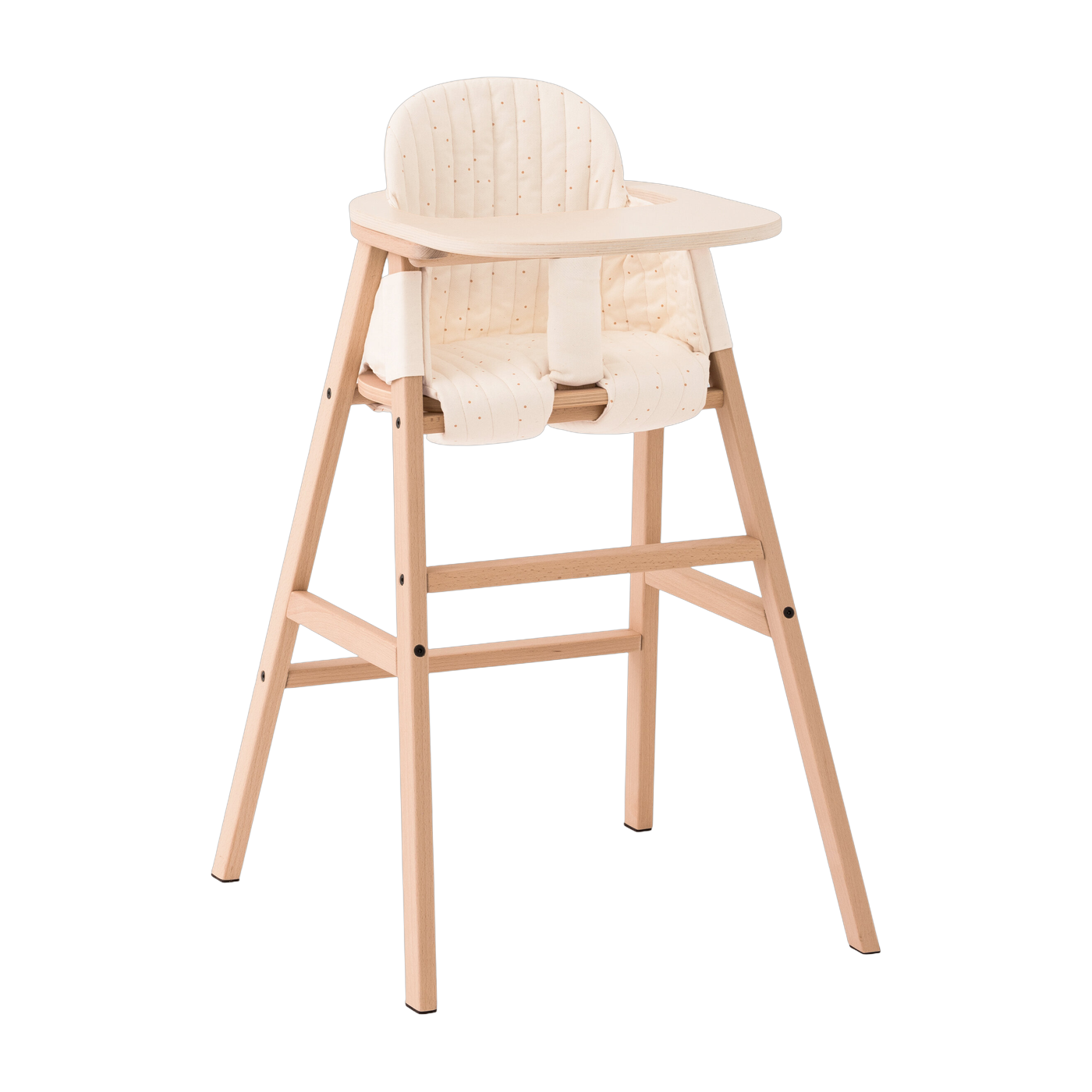 Chaise évolutive avec plateau hêtre et coussin en coton bio naturel miel Growing Green - Nobodinoz