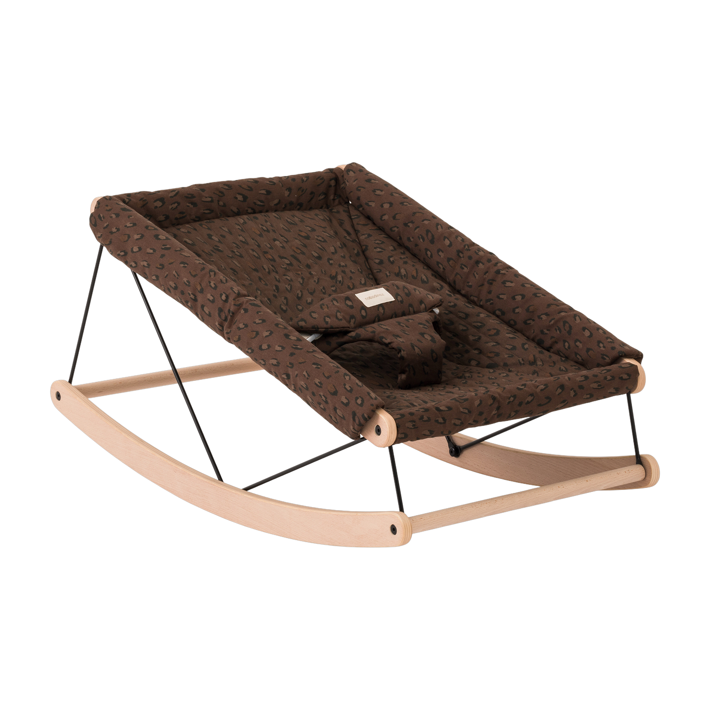 léonie Growing Green Sdraietta per bambini in legno massiccio di faggio e cotone organico marrone 82x44x39cm - Nobodinoz