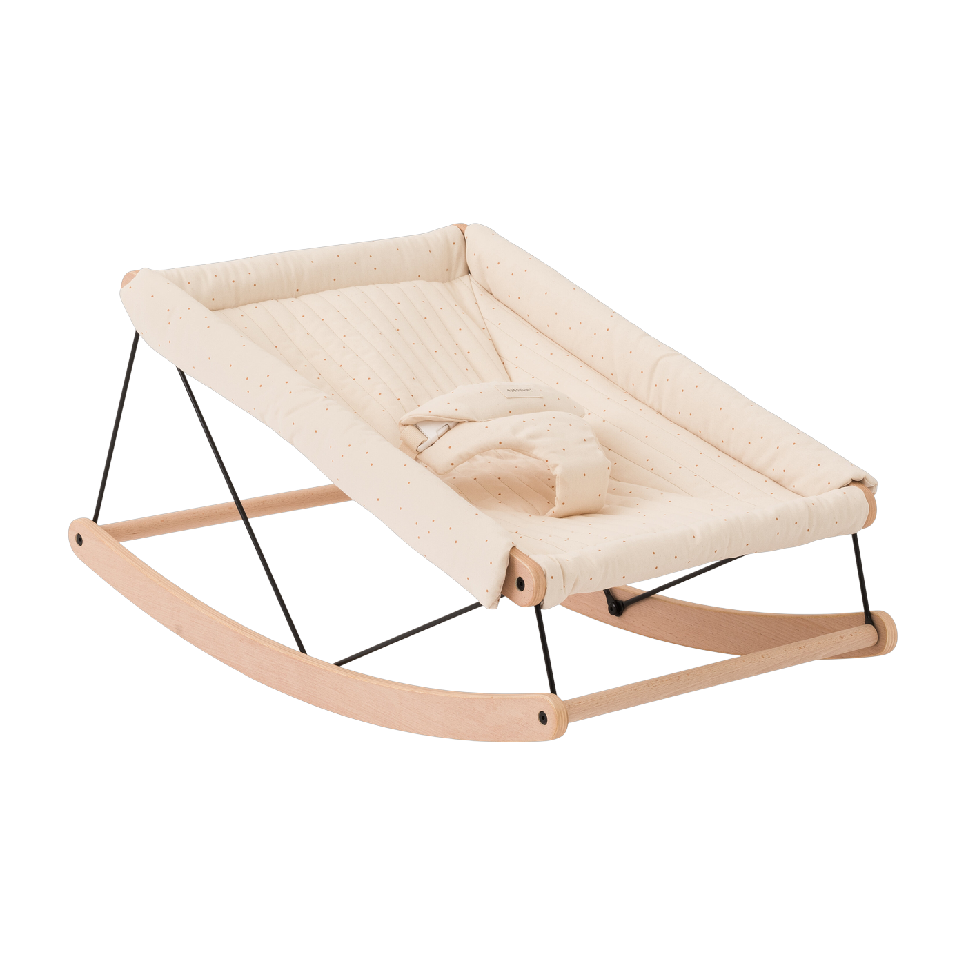 Dondolo per bebè in faggio massello con cotone biologico naturale e miele 82x44x39cm Growing Green - Nobodinoz
