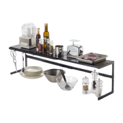Slim, extendable kitchen shelf in black steel 92x22. 5x25cm - Yamazaki