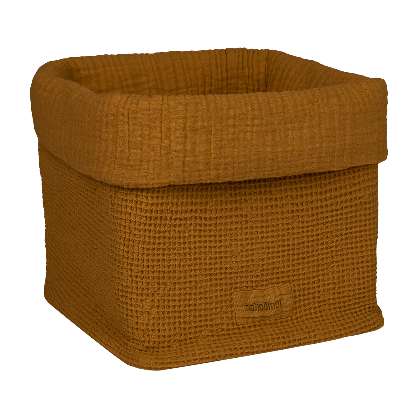 Korb aus goldbraun gewaschener Baumwolle 20x18cm Wabi-Sabi -. Nobodinoz
