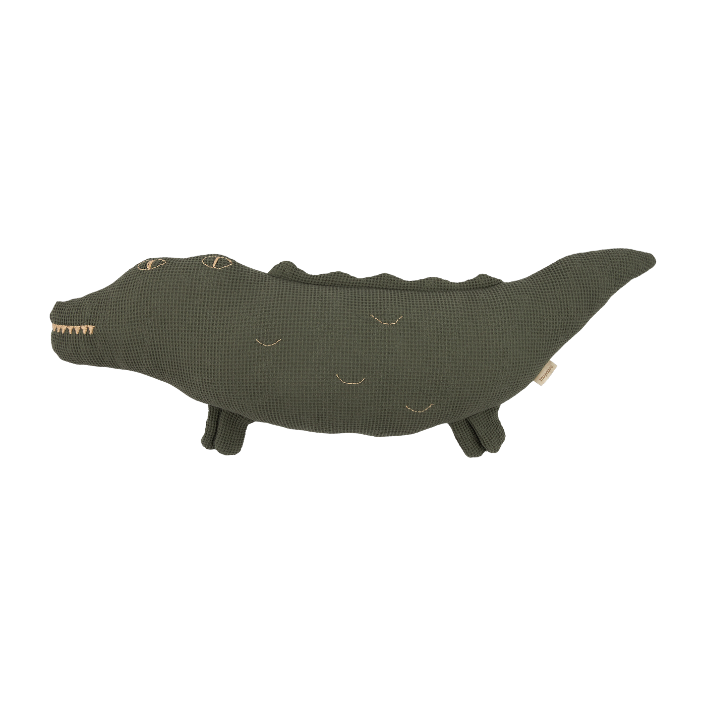 Embroidered crocodile cushion in washed cotton Wabi-Sabi - Nobodinoz