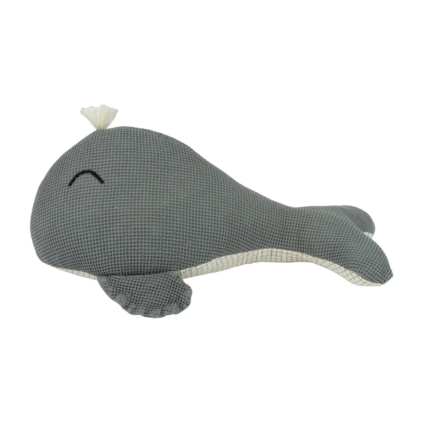 Embroidered whale cushion in washed cotton Wabi-Sabi - Nobodinoz