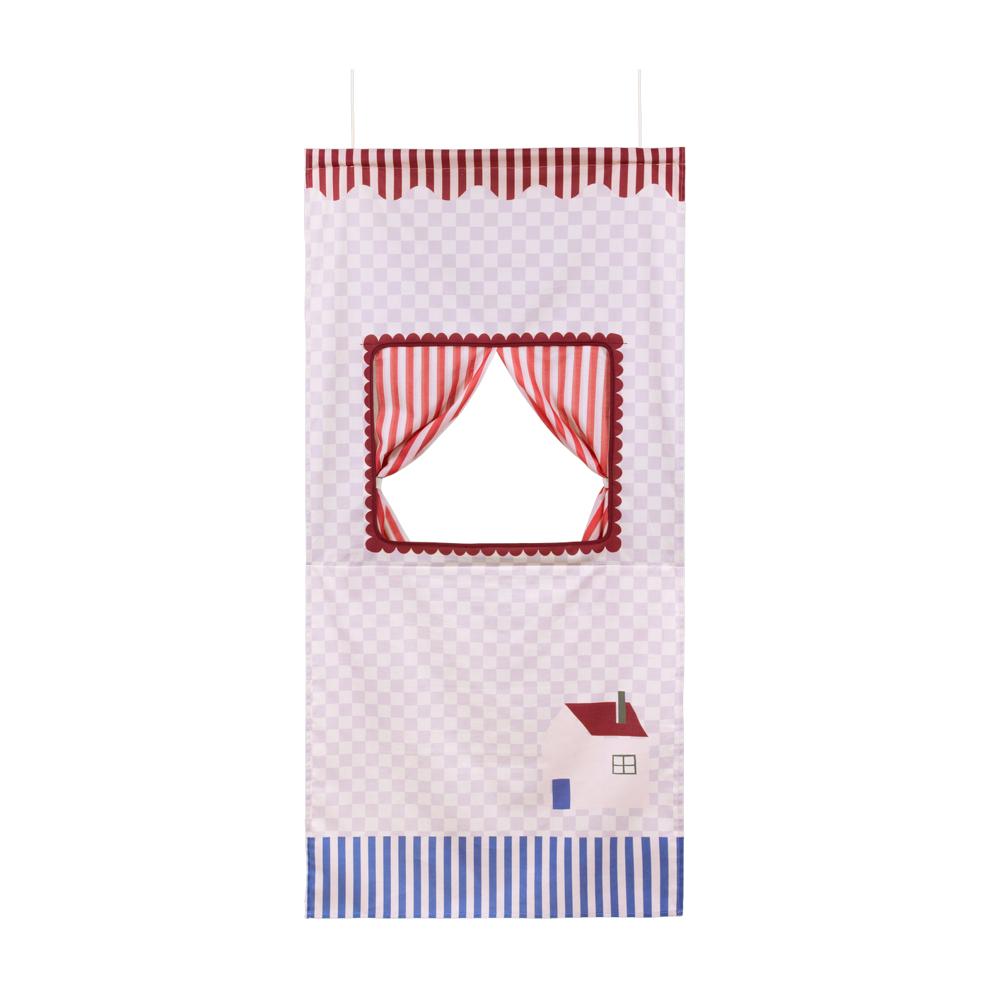 Théâtre à accrocher en coton bio lilas 74x150x2cm Checks sweet home Vibes - Nobodinoz