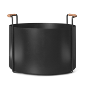 Black iron and brown leather firewood basket 42x40x32, 4cm Port - Black