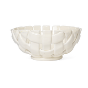Off-white glazed ceramic braided bowl 24x10cm - Ferm Living