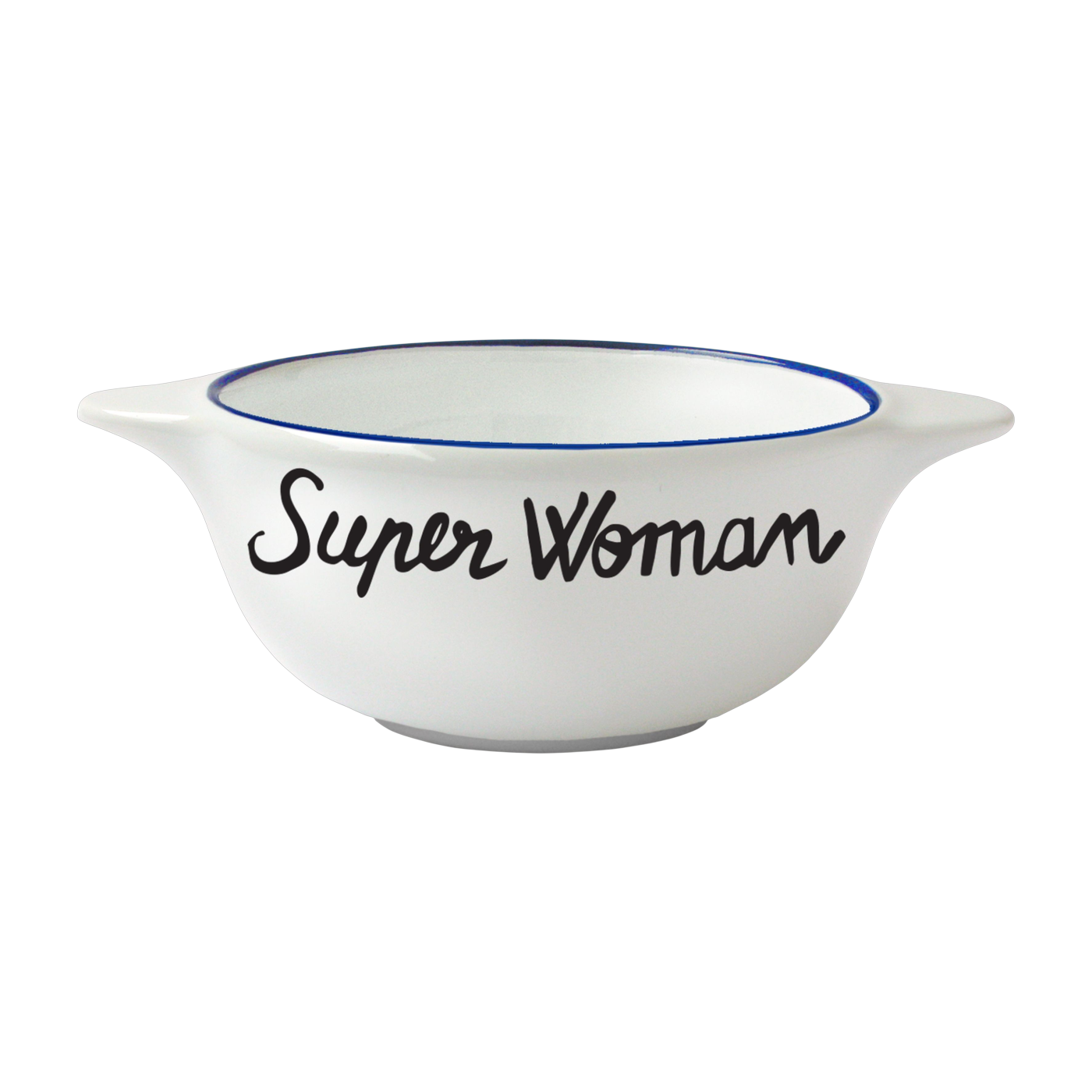 Bol breton en faïence blanche Super Woman - Pied de poule