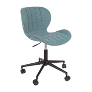 Adjustable chair from bureau in black iron and blue polyester 76cm OMG - Zuiver