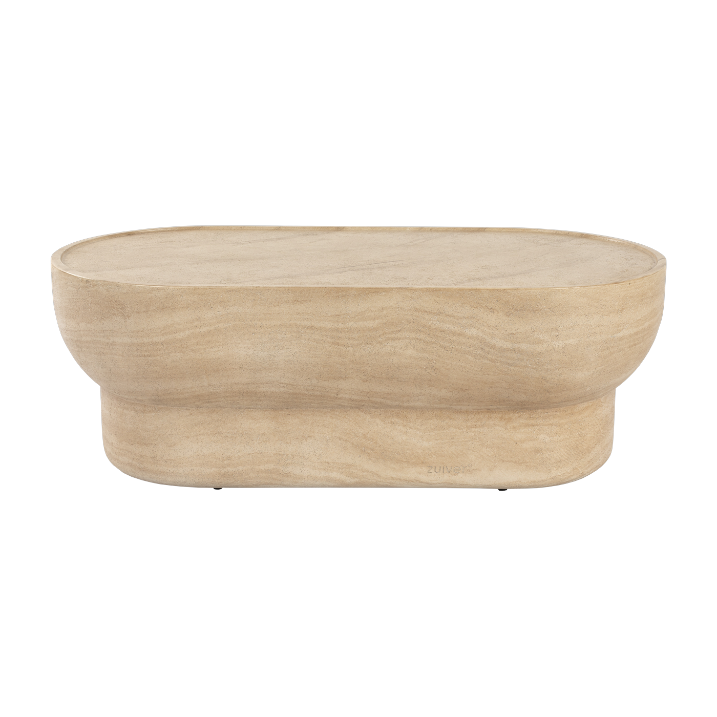 Table basse ovale en béton effet travertin sable 100x35cm Noble - Zuiver