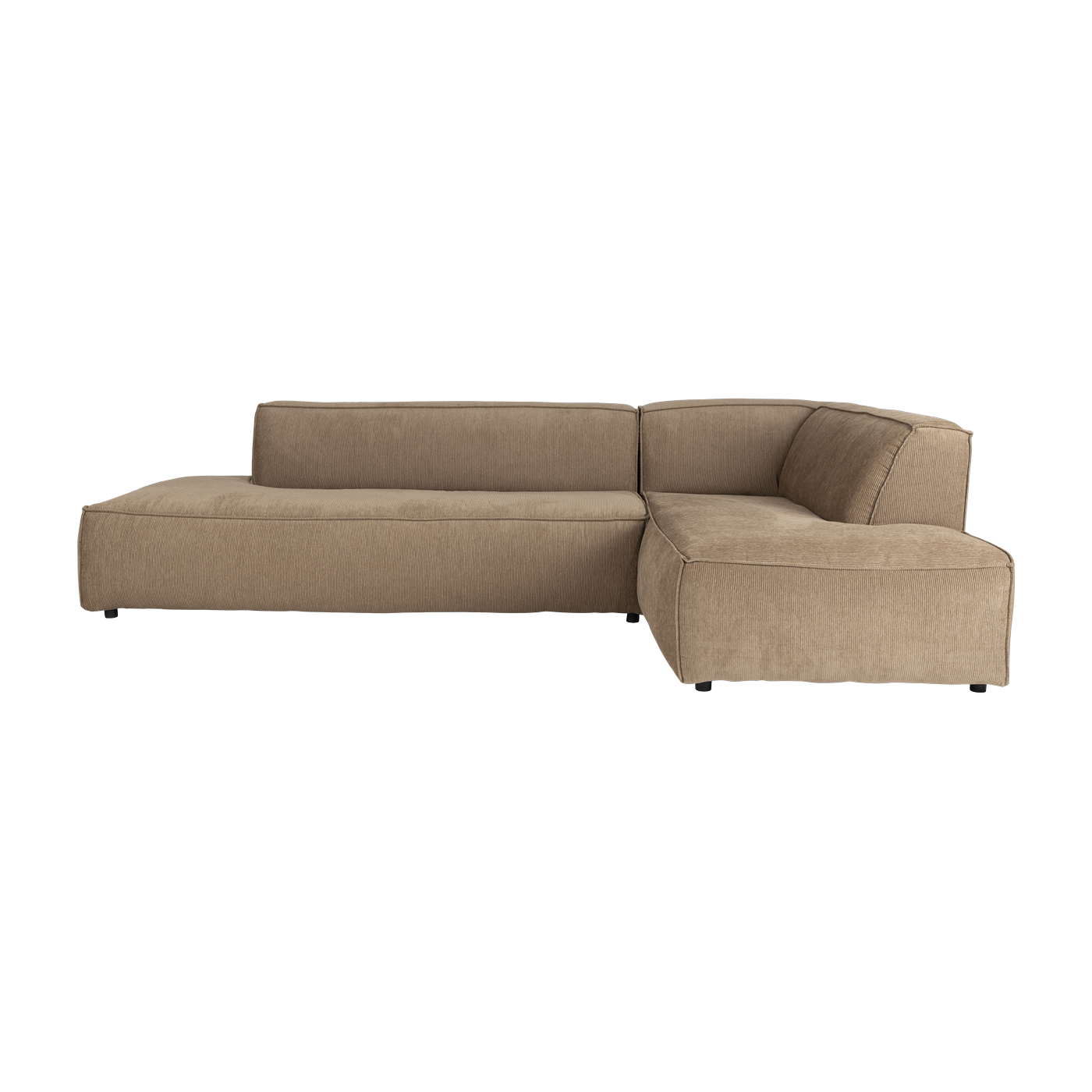 Sofa d' angle gerade Polyester gerippt Karamell 308x188cm Fat Freddy - Zuiver