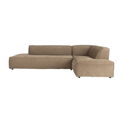 Sofa d' angle gerade Polyester gerippt Karamell 308x188cm Fat Freddy - Zuiver
