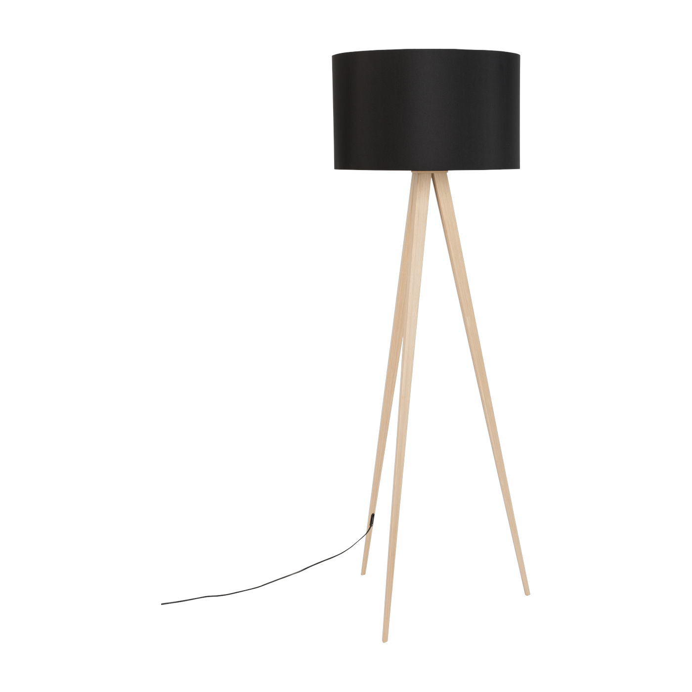 Tripod Lámpara de pie en metal negro y madera 151cm - Zuiver