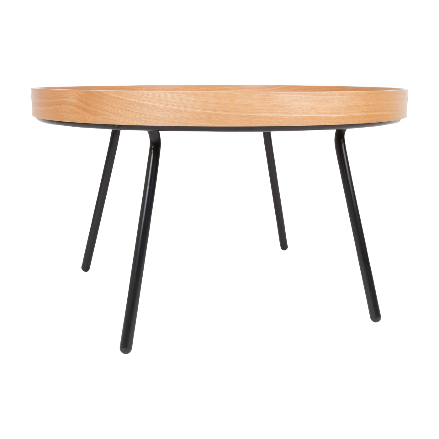 Tray Tavolino da caffè con piano rotondo in rovere e metallo nero 78x45cm Rovere - Zuiver