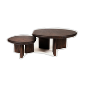 Mesa baja doble de roble macizo teñido espresso barnizado - Francia Koge Design