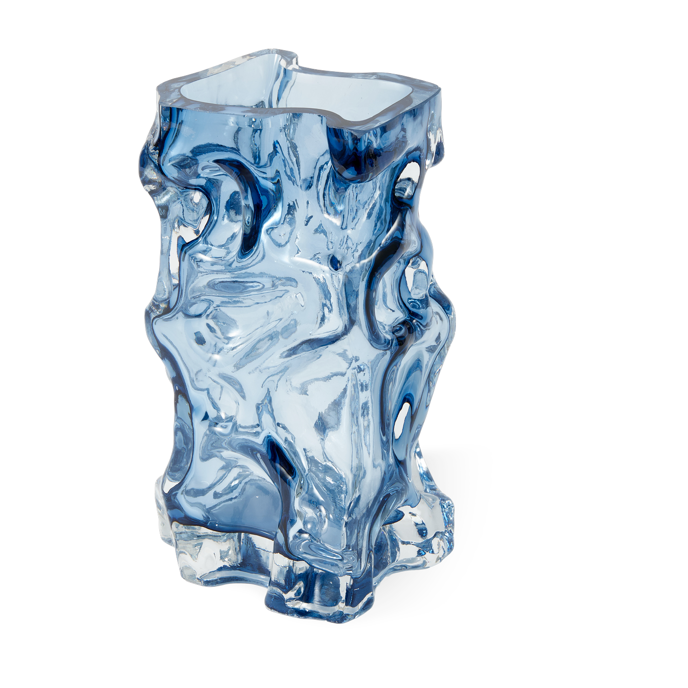 Vase in blue recycled glass 16x15x29cm Ice - Pols Potten