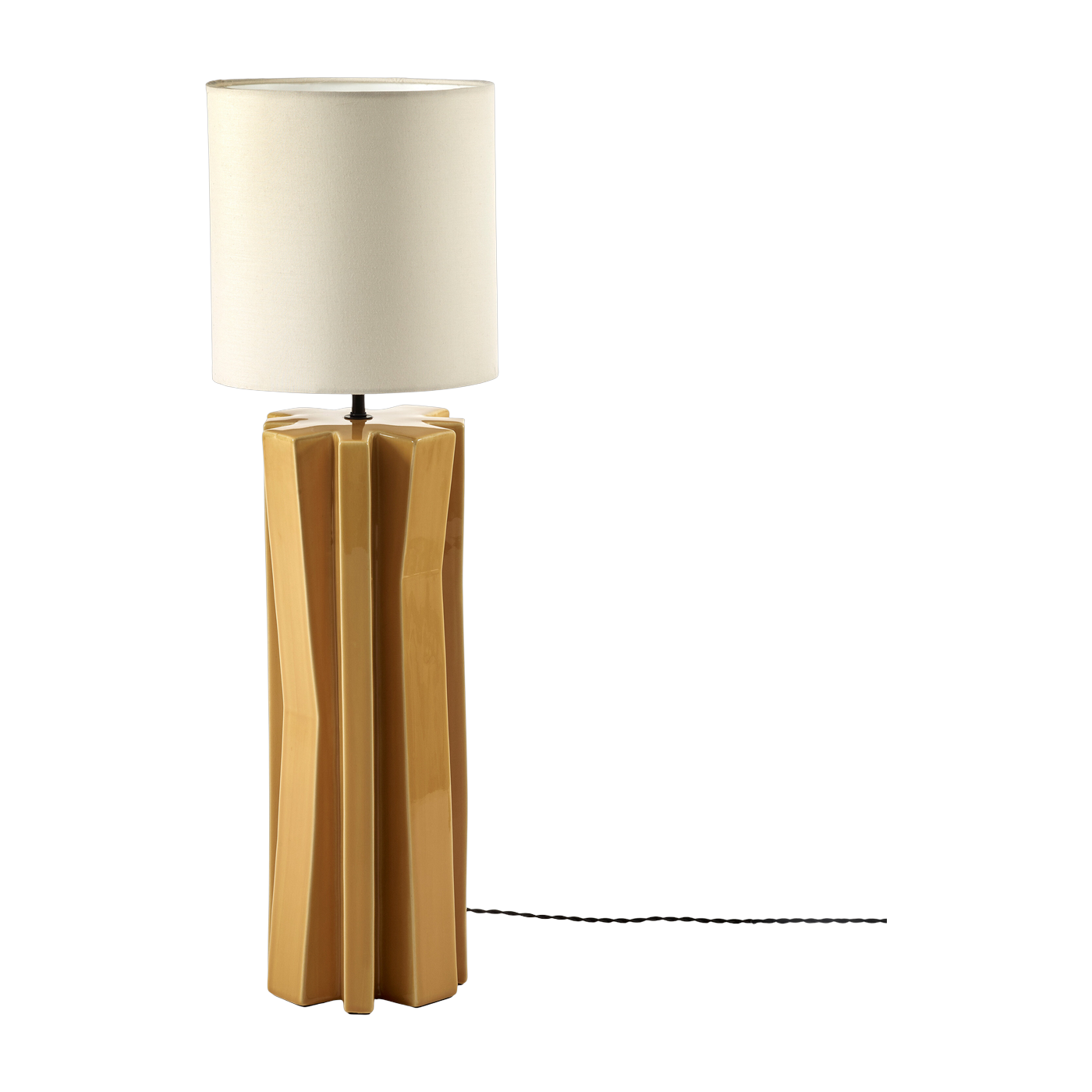 Lampada in ceramica gialla e paralume in lino bianco 25x25x82cm Yucca 3 - Serax