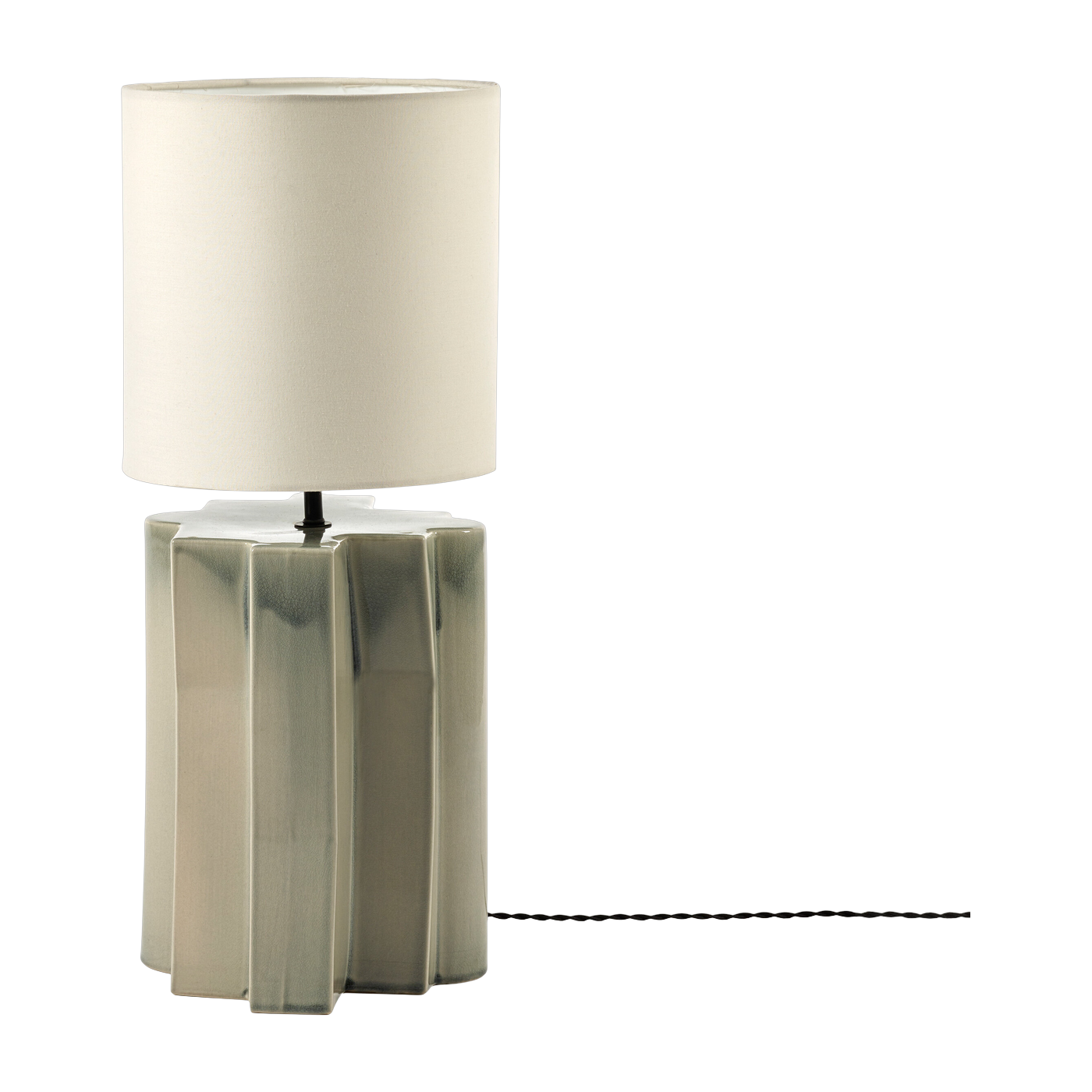 Lampada in ceramica grigia e paralume in lino bianco 25x25x61cm Yucca 2 - Serax