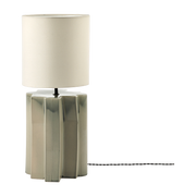 Lampe en céramique gris et abat-jour en lin blanc 25x25x61cm Yucca 2 - Serax