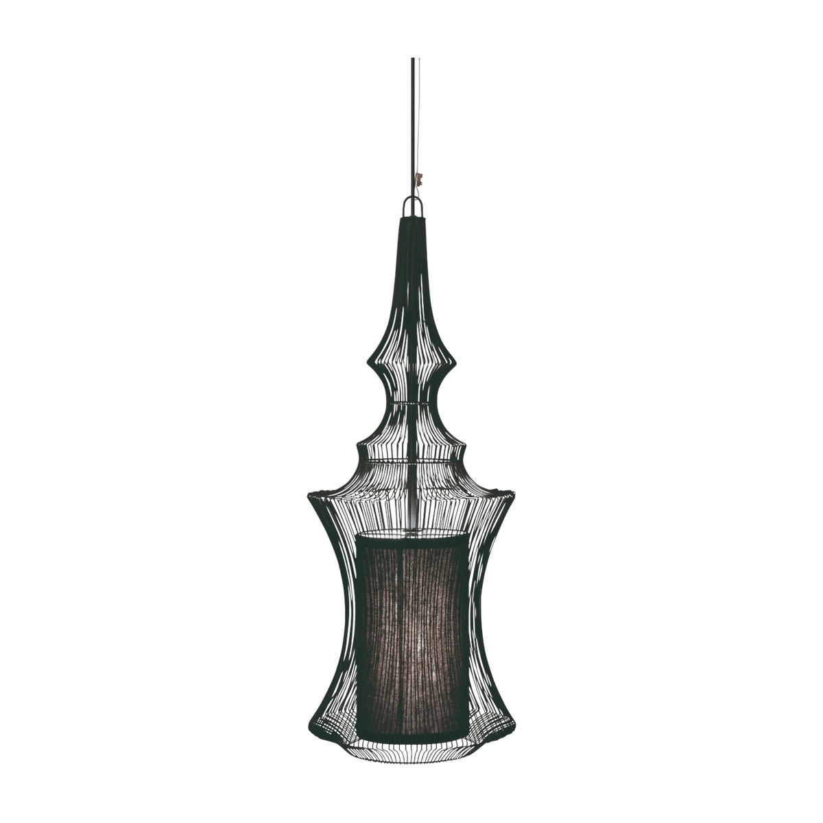 Tibet 24x60cm black metal pendant - Forestier