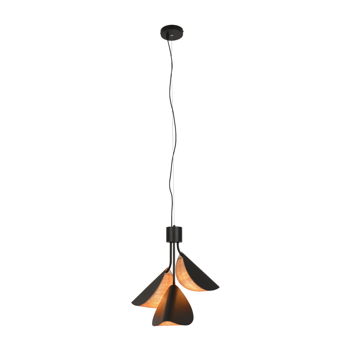 Black wooden hanging lamp 50cm Lys - Forestier