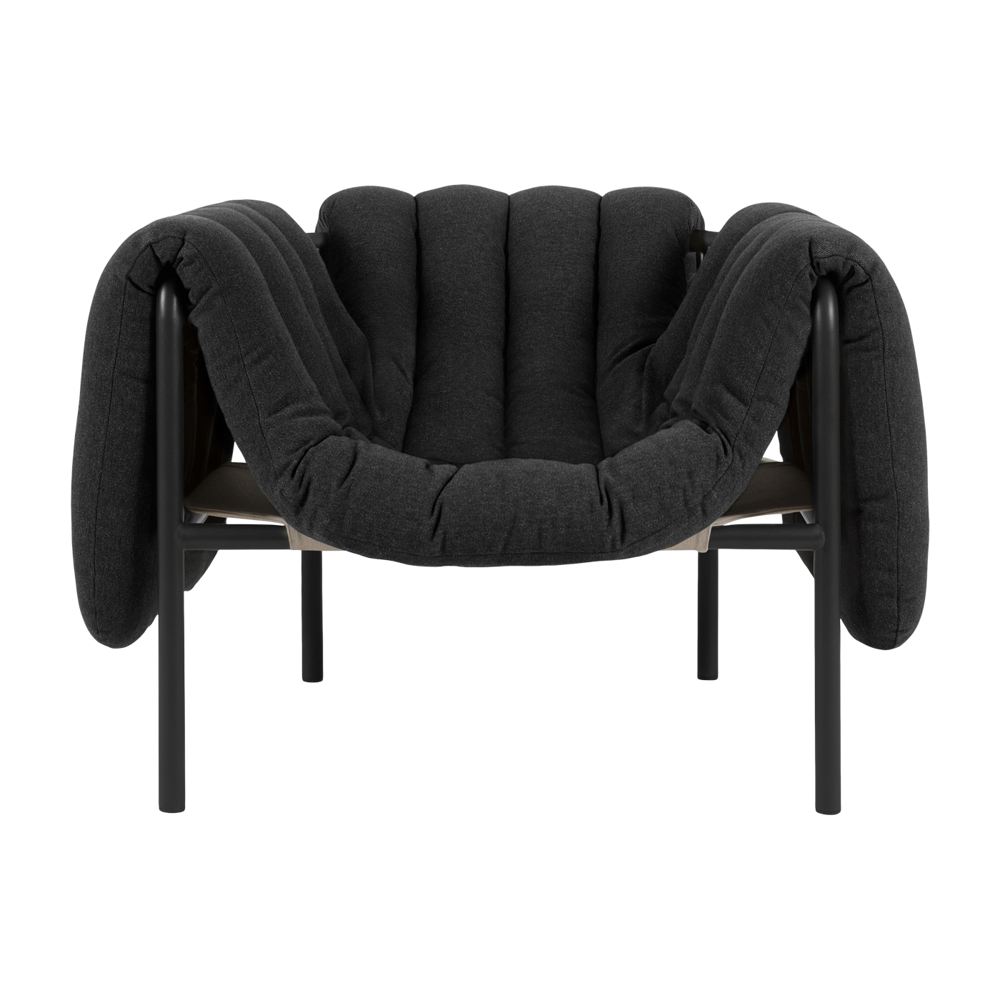Poltrona lounge Puffy in cotone antracite e acciaio nero Hem