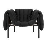 Fauteuil lounge en coton anthracite et acier noir Puffy - Hem