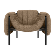 Lounge-Sessel aus brauner Wolle und schwarzem Stahl Puffy -. Hem