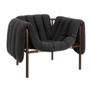 Fauteuil lounge en coton anthracite et acier marron Puffy - Hem