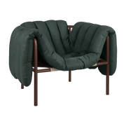 Fauteuil lounge en cuir vert foncé et acier marron Puffy - Hem