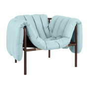 Fauteuil lounge en cuir bleu clair et acier marron Puffy - Hem