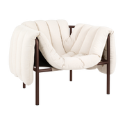 Lounge-Sessel aus natürlicher Baumwolle und braunem Stahl Puffy -. Hem