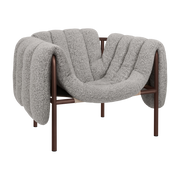 Fauteuil lounge en laine grise et acier marron Puffy - Hem