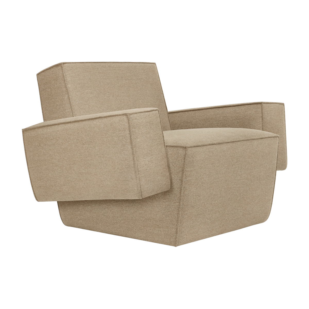Poltrona lounge Hunk con braccioli in lana beige 85x102x72cm - Hem