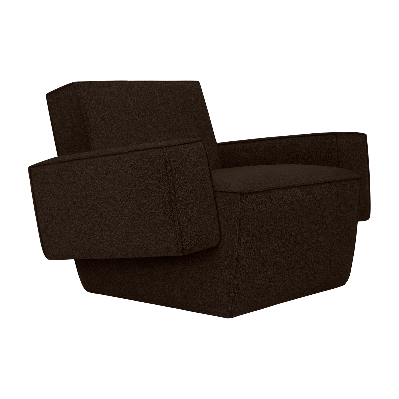 Poltrona lounge Hunk con braccioli in lana color cioccolato 85x102x72cm - Hem